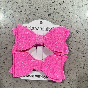 Mavanis Pink Sparkle Hair Bows for Kids